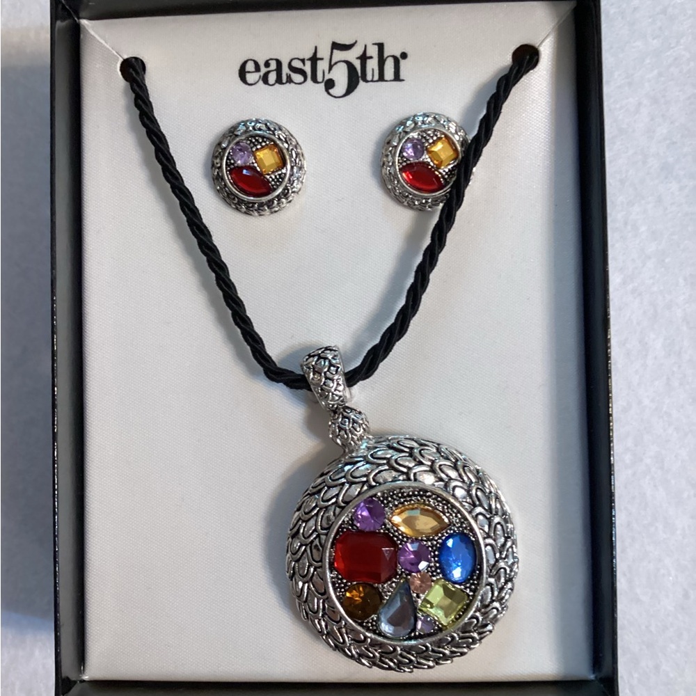 East 5th Multicolor Gem Pendant Necklace Set